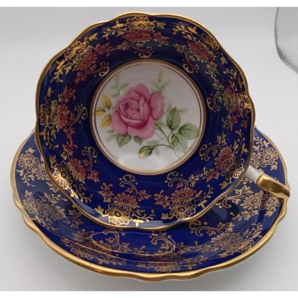 Rare  Vintage Paragon Cup and Saucer Cobalt Blue with Gold Trim - Picture 3 of 11